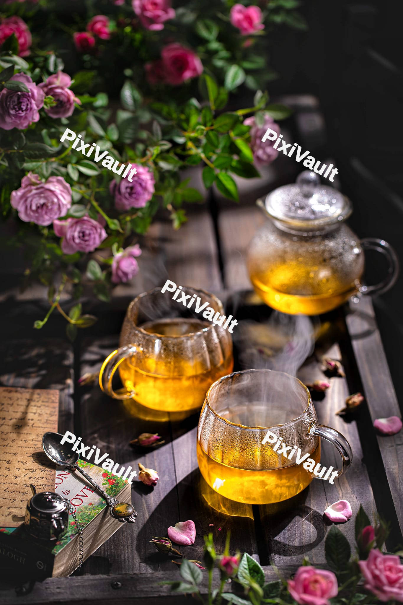 Tea set on table